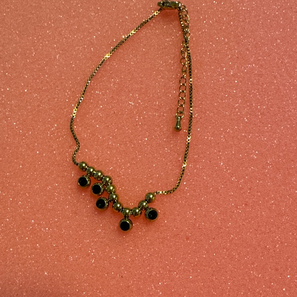 Elegant Gold And Dark Green Bracelet